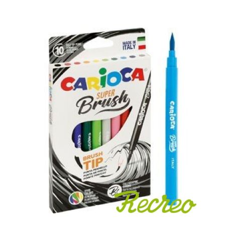 ROTULADORES SUPER BRUSH CARIOCA PUNTA PINCEL LETTERING 10 COLORES