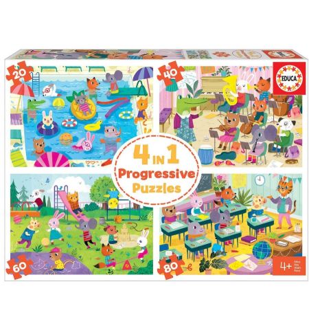 PUZZLE EDUCA 4 PUZZLES PROGRESIVOS 20-40-60-80 PIEZAS PUZZLE EDUCA 4 PUZZLES PROGRESIVOS 20-40-60-80 PIEZAS