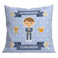 COJIN MI PRIMERA COMUNION ROSA - NIÑO 40X40CM