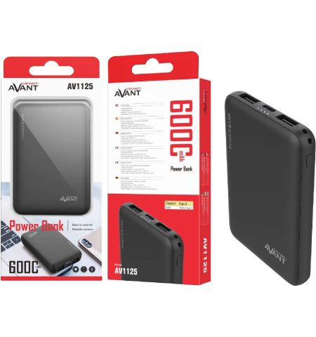 BATERIA EXTERNA POWER BANK AVANT 6000 mAh - COLOR NEGRO BATERIA EXTERNA POWER BANK AVANT 6000 mAh - COLOR NEGRO
