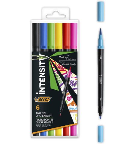 ROTULADORES BIC INTESITY DUAL BRUSH LETTERING PACK 6 COLORES