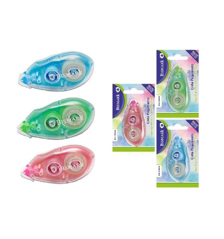CINTA ADHESIVA ROLLER BISMARK 5M X 8MM COLORES PASTEL CINTA ADHESIVA ROLLER BISMARK 5M X 8MM COLORES PASTEL