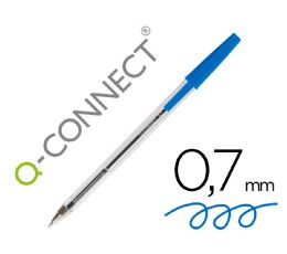 BOLIGRAFO TRANSPARENTE Q-CONNECT AZUL MEDIO KF26039 (CAJA 50 BOLIGRAFOS)