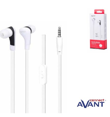 AURICULARES AVANT CONNECT IN-EAR CON MICROFONO(CABLE 1,2M / JACK 3,5MM) COLOR BLANCO AURICULARES AVANT CONNECT IN-EAR CON MICROFONO(CABLE 1,2M / JACK 3,5MM) COLOR BLANCO