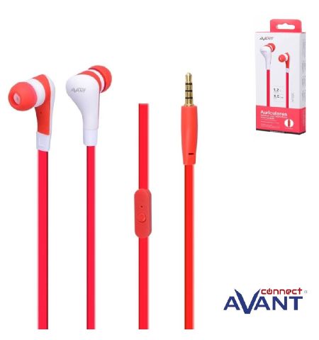 AURICULARES AVANT CONNECT IN-EAR CON MICROFONO(CABLE 1,2M / JACK 3,5MM) COLOR ROJO AURICULARES AVANT CONNECT IN-EAR CON MICROFONO(CABLE 1,2M / JACK 3,5MM) COLOR ROJO