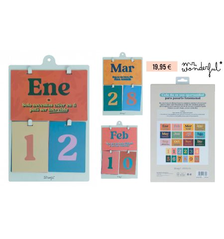 CALENDARIO DE PARED PERPETUO MR. WONDERFUL CON BASE METALICA CALENDARIO DE PARED PERPETUO MR. WONDERFUL CON BASE METALICA