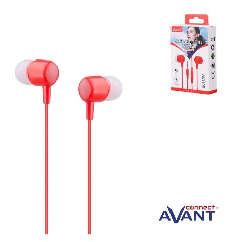 AURICULARES AVANT CONNECT IN-EAR CON MICROFONO AV1105 (CABLE 1,2M / JACK 3,5MM) COLOR ROJO AURICULARES AVANT CONNECT IN-EAR CON MICROFONO AV1105 (CABLE 1,2M / JACK 3,5MM) COLOR ROJO
