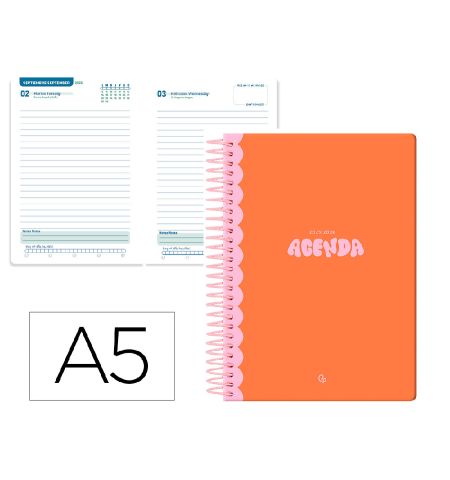 AGENDA ESCOLAR LIDERPAPEL CURSO 25-26 ESPIRAL CLASSIC DIA PAGINA A5 - 70 GRS. FSC COLOR NARANJA AGENDA ESCOLAR LIDERPAPEL CURSO 25-26 ESPIRAL CLASSIC DIA PAGINA A5 - 70 GRS. FSC COLOR NARANJA